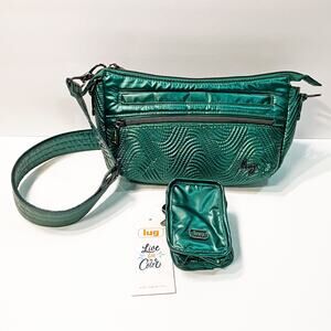 Lug Dash Classic Crossbody Bag Metallic Wickedly Green Drizzle Mini Zip Storage